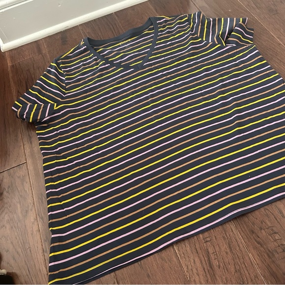 Pact Tops - Pact V-neck striped tee XXL